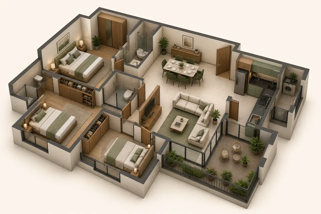 Prestige Sonnenahalli 3 BHK floor plan image